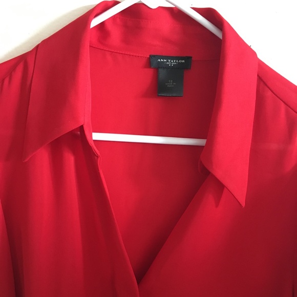Ann Taylor red button down shirt - Picture 2 of 3